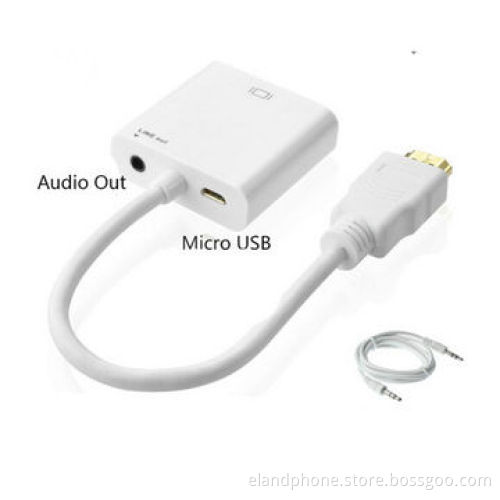 HDMI to VGA Adapter with 3.5 Audio + Micro USB Power Port